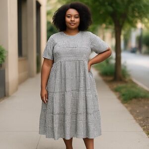 ASOS Black and White Tiered Midi Sundress